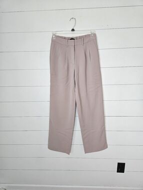 Quince Taupe Pleaded Wide Leg Trousers Size 4